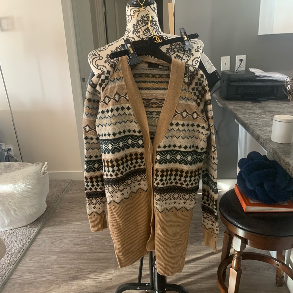 LOVE MOSCHINO - “AUTHENTIC”Tan and Black Patterned Cardigan
